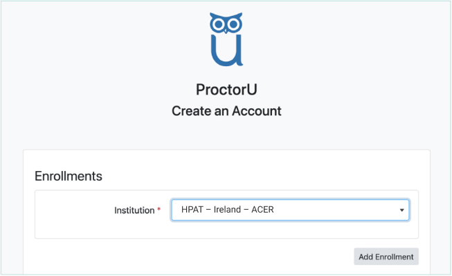 ProctorU account creation form